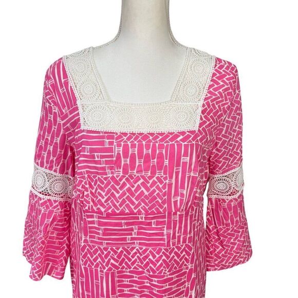 Lilly Pulitzer Chapman Tisket Tasket Tunic Dress Bamboo Print Pink Size Large - Picture 5 of 10